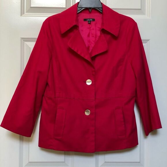 RAFAELLA WOMEN'S JACKET BLAZER SIZE L FUSCHIA COLLARED TWO BUTTONS CLOSURE - Picture 3 of 9